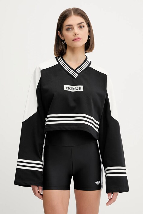 adidas Originals bluză Crew Sweatshirt culoarea negru, cu imprimeu, JW7273