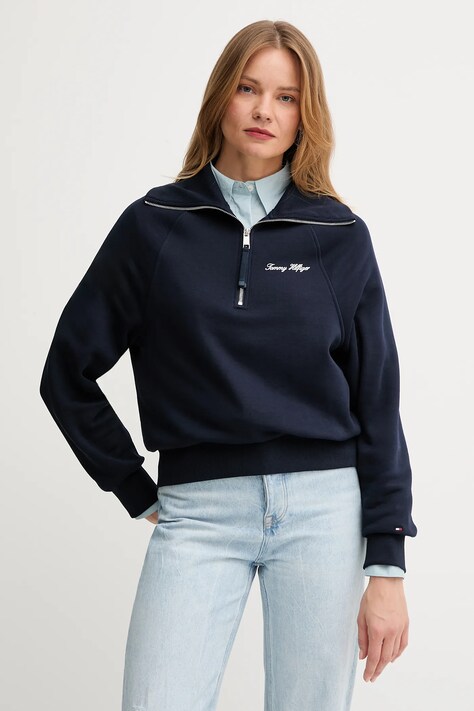Суичър Tommy Hilfiger в тъмносиньо с изчистен дизайн WW0WW46632