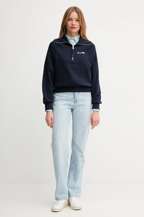 Суичър Tommy Hilfiger в тъмносиньо с изчистен дизайн WW0WW46632