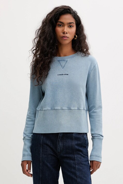 MAX&Co. bluza bawełniana damska kolor niebieski gładka 2528926011200