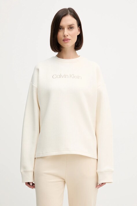 Calvin Klein Underwear bluza damska kolor beżowy z aplikacją LV00QS7541