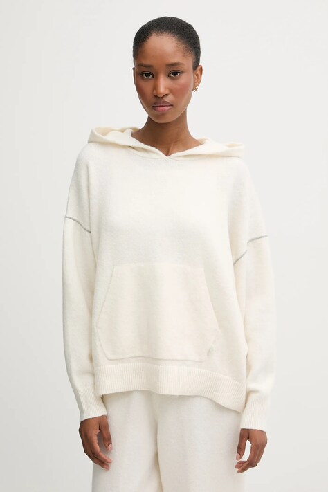 Calvin Klein Underwear sweter z domieszką wełny damski kolor beżowy LV00QS7568