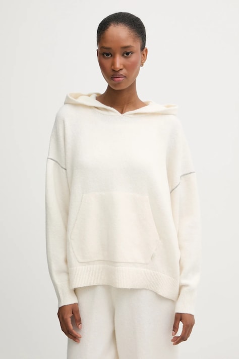 Calvin Klein Underwear sweter z domieszką wełny damski kolor beżowy LV00QS7568