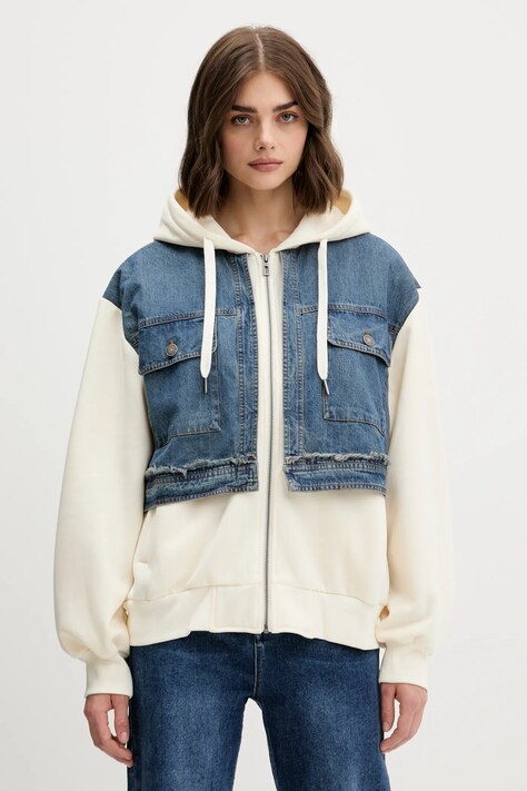 Кофта Desigual TRUCKER цвет бежевый с капюшоном однотонная 25WWSK06