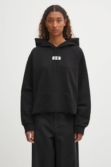 MM6 Maison Margiela bluza bawełniana x MM6 Wardro damska kolor czarny z kapturem gładka S52GU0234.M25025.900