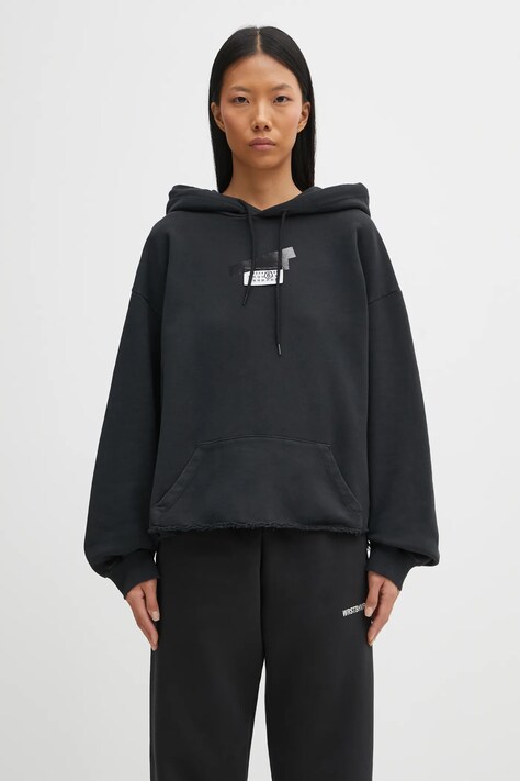 MM6 Maison Margiela bluza bawełniana damska kolor czarny z kapturem gładka S62GU0142.M25024.899