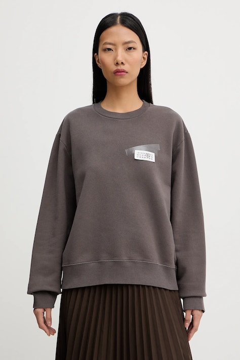 MM6 Maison Margiela bluza bawełniana damska kolor szary z aplikacją S62GU0143.M25024.810