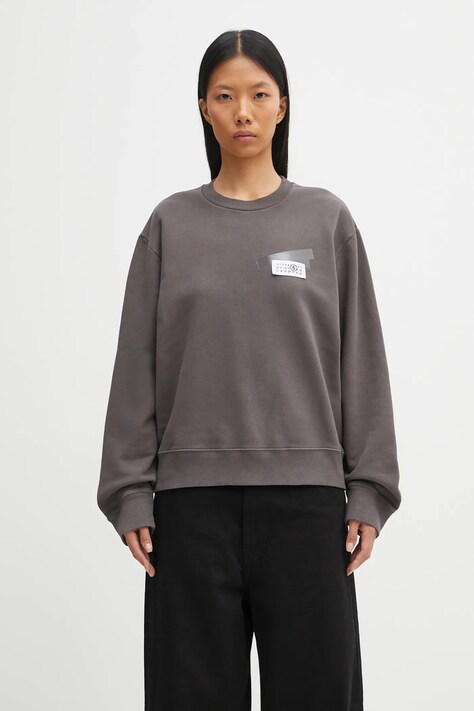 MM6 Maison Margiela bluza bawełniana damska kolor szary z aplikacją S62GU0143.M25024.810