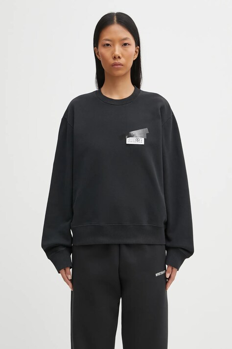 MM6 Maison Margiela hanorac de bumbac culoarea negru, cu imprimeu, S62GU0143.M25024.899