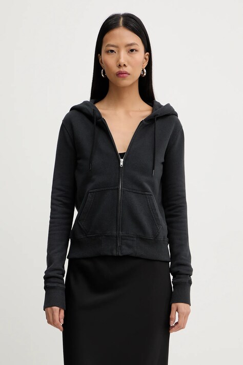 Mikina MM6 Maison Margiela dámská, černá barva, s kapucí, hladká, S62HG0030.M25024.899