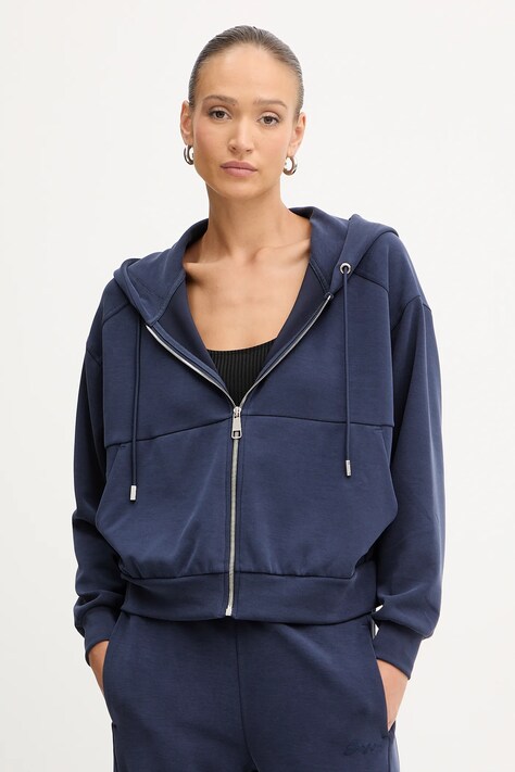 BOSS Orange bluză culoarea bleumarin, cu glugă, uni, 50547813