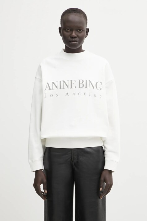 Anine Bing bluza bawełniana jaci damska kolor biały z nadrukiem A.08.10134