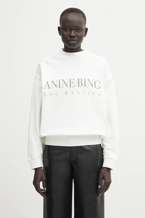 Anine Bing bluza bawełniana jaci damska kolor biały z nadrukiem A.08.10134