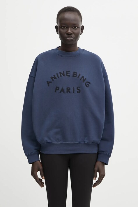 Anine Bing bluza bawełniana jaci damska kolor granatowy wzorzysta A.08.11722