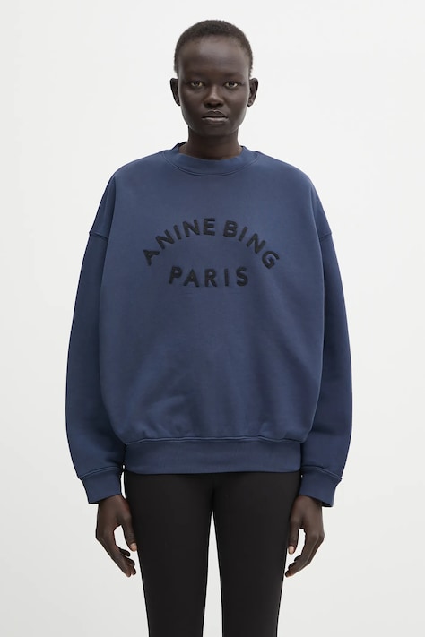 Anine Bing bluza bawełniana jaci damska kolor granatowy wzorzysta A.08.11722