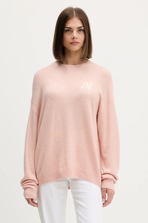 New Era sweter z domieszką wełny damski kolor pomarańczowy lekki 60684501