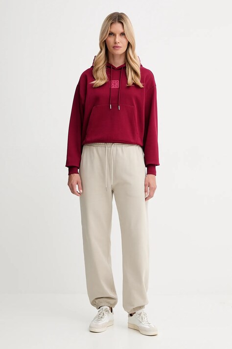 Calvin Klein bluza damska kolor bordowy z kapturem gładka LV044D204G