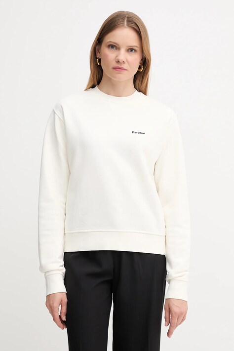 Barbour bluza bawełniana damska kolor beżowy gładka LOL0623