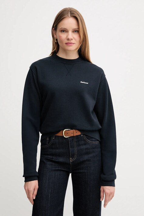 Barbour bluza bawełniana damska kolor granatowy gładka LOL0623