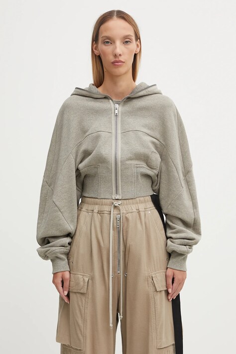 Rick Owens DRKSHDW bluza Collage Gimp damska kolor szary z kapturem melanżowa DS02E7233.FGM