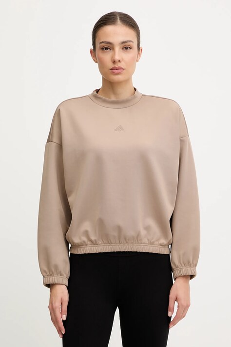 adidas Performance bluza do jogi Motion damska kolor beżowy gładka JM4490