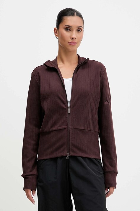 adidas bluza All Szn Winterized damska kolor brązowy gładka JM5947