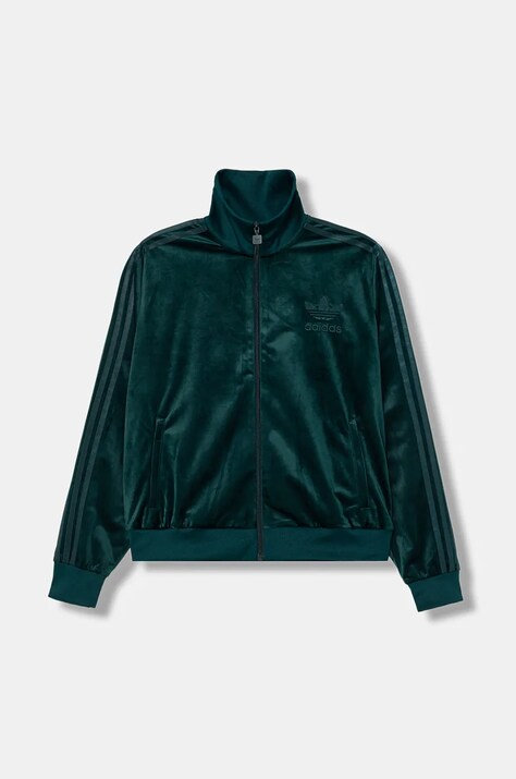 adidas Originals bluza Velvet damska kolor zielony z aplikacją JY2589