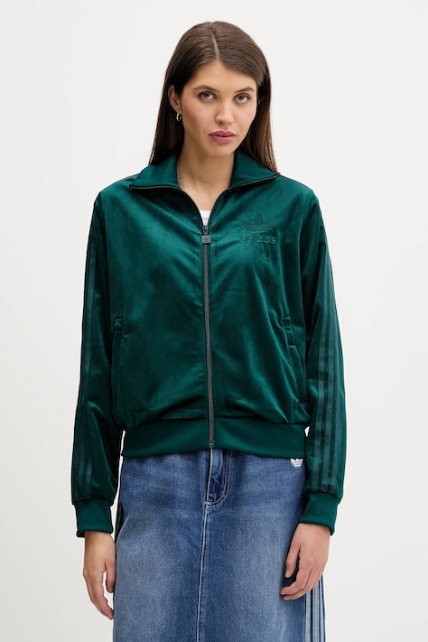 adidas Originals bluza Velvet damska kolor zielony z aplikacją JY2589