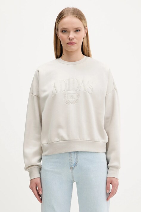 adidas bluza Cozy damska kolor beżowy z aplikacją KA9950