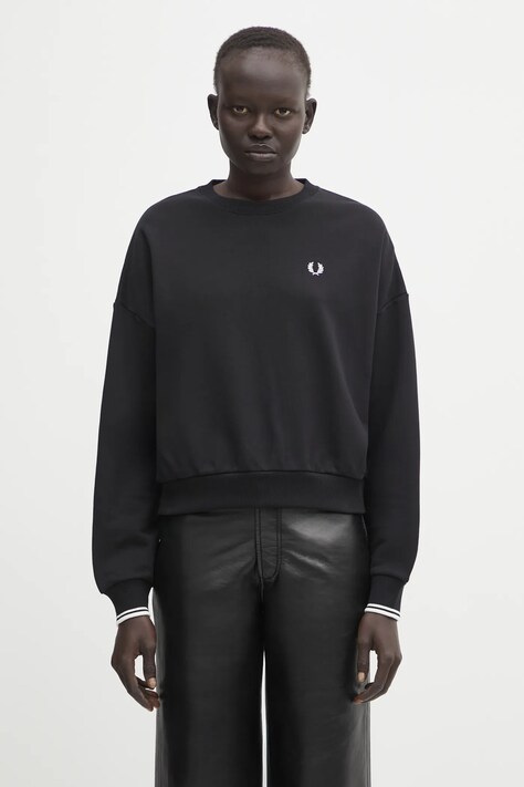 Fred Perry hanorac de bumbac culoarea negru, cu imprimeu, G1148