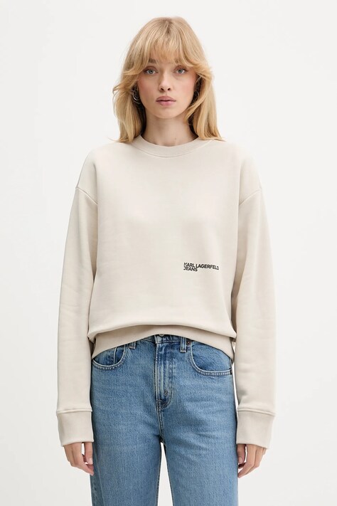 Karl Lagerfeld Jeans bluza damska kolor beżowy z nadrukiem A4W20003