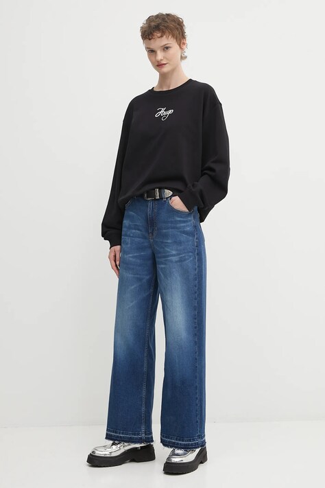 Бавовняна кофта HUGO Deroxina_6 — AW25-BLD0PJ, чорний — фото 2