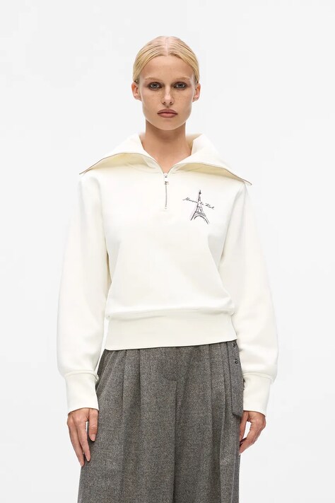 Karl Lagerfeld hanorac de bumbac culoarea bej, cu imprimeu, A4W20067
