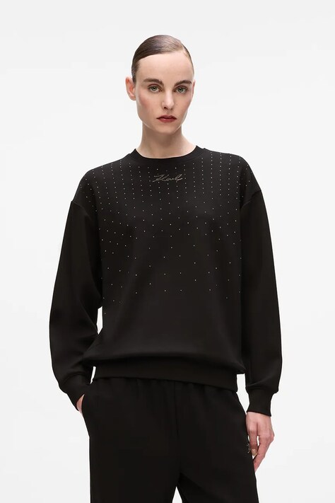 Karl Lagerfeld bluză culoarea negru, cu imprimeu, A4W20038