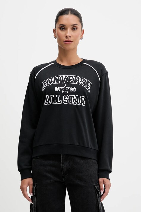 Converse bluza damska kolor czarny z aplikacją CVW5K257