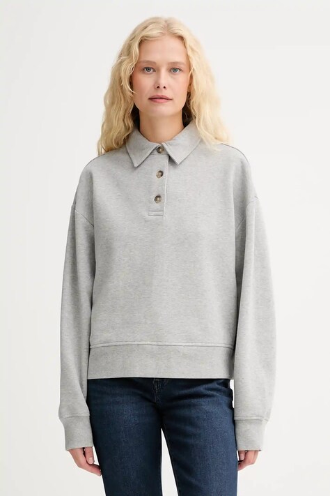 Памучен суичър Marc O'Polo в сиво с меланжов десен 5000007097