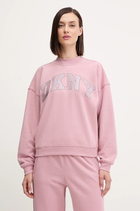 Dkny bluza damska kolor różowy z aplikacją DP5T1462