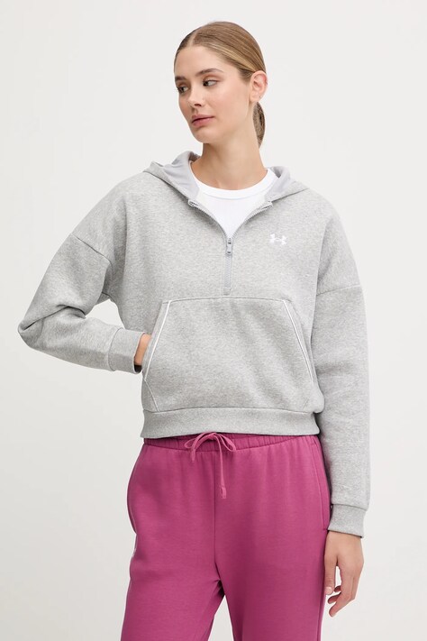 Under Armour bluza Rival damska kolor szary z kapturem melanżowa 6003707