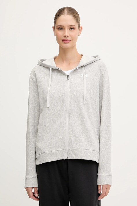 Under Armour bluza UA Rival damska kolor szary z kapturem z nadrukiem 6005509