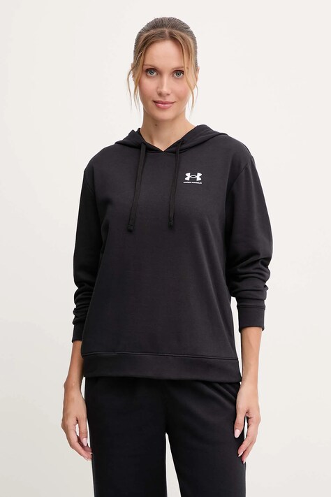 Under Armour bluza UA Rival damska kolor czarny z kapturem z nadrukiem 6005511