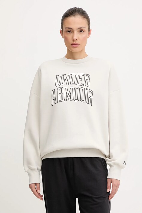 Under Armour bluza Rival damska kolor beżowy z nadrukiem 6007880