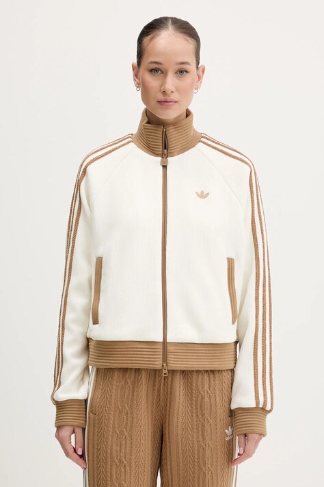 adidas Originals bluza welurowa Velour damska kolor beżowy gładka KR0062