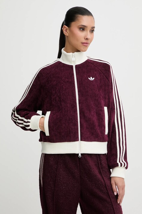 adidas Originals bluza welurowa Velour damska kolor bordowy z aplikacją KS0400