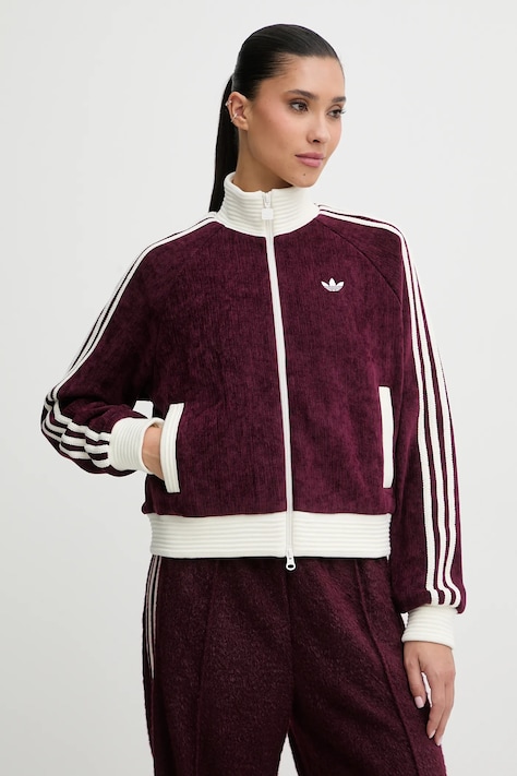 adidas Originals bluza welurowa Velour damska kolor bordowy z aplikacją KS0400