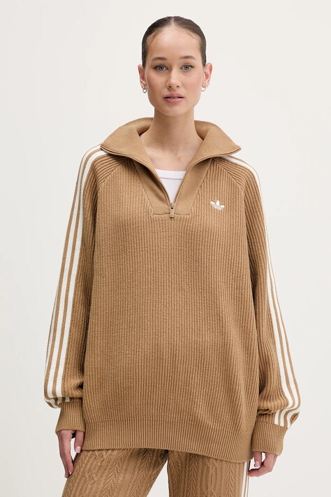 adidas Originals pulover Funnel culoarea verde, cu turtleneck, KS7787