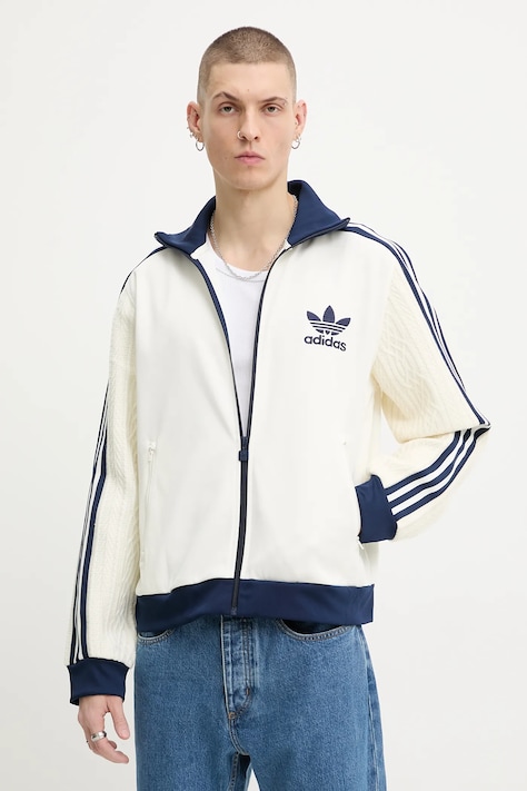 Mikina adidas Originals béžová farba, s nášivkou, KS7800