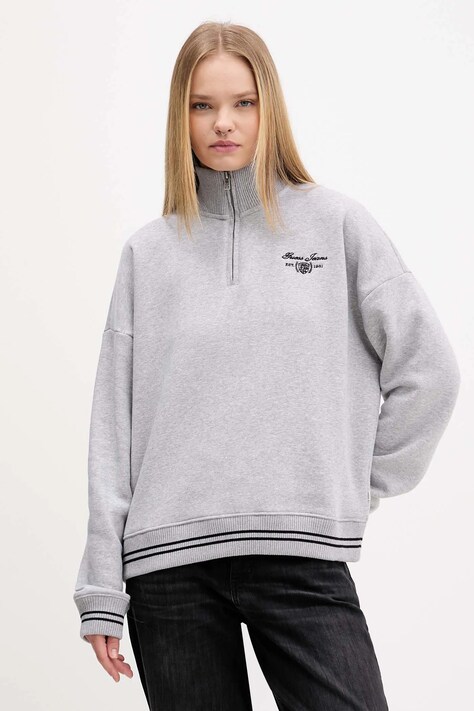 Dukserica Guess Jeans za žene, boja: siva, melanž, W5BQ06 KC811
