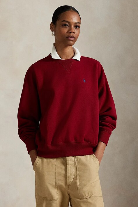 Кофта Polo Ralph Lauren цвет бордовый однотонная 211978306