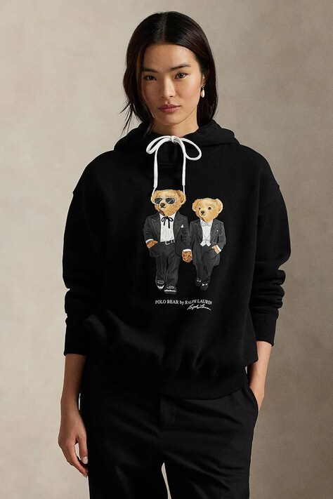 Μπλούζα Polo Ralph Lauren χρώμα: μαύρο, με κουκούλα, 211A87106