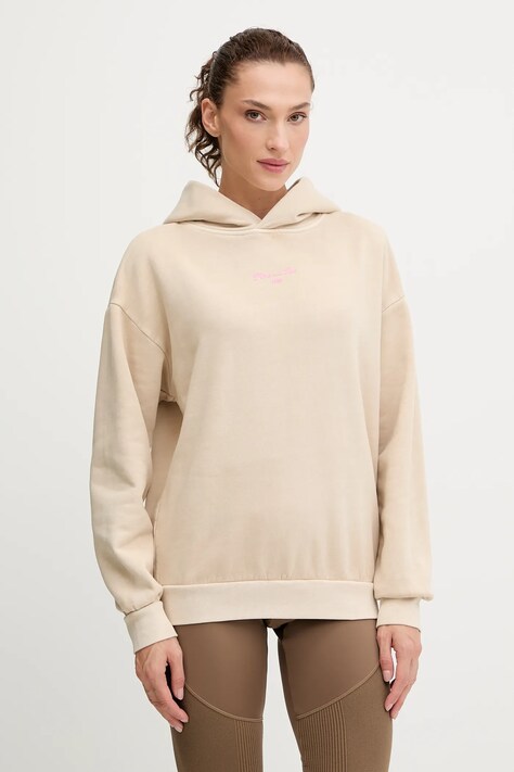 BOGNER Fire+Ice bluza bawełniana SIBEL damska kolor beżowy z kapturem z nadrukiem 84909761